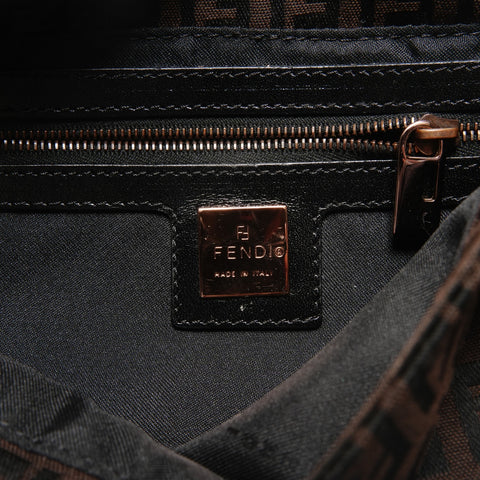 FENDI Zucchino Mamma Bucket Canvas Shoulder Bag Brown WS27275