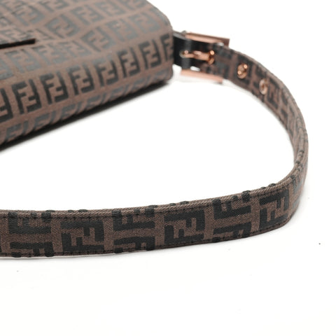 FENDI Zucchino Mamma Bucket Canvas Shoulder Bag Brown WS27275