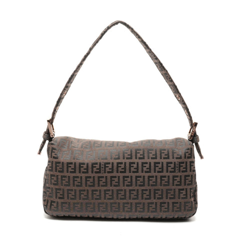 FENDI Zucchino Mamma Bucket Canvas Shoulder Bag Brown WS27275