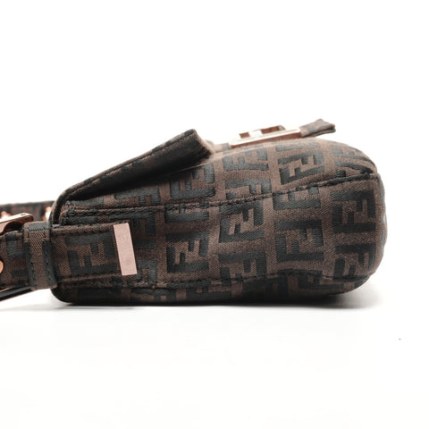 FENDI Zucchino Mamma Bucket Canvas Shoulder Bag Brown WS27275