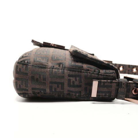 FENDI Zucchino Mamma Bucket Canvas Shoulder Bag Brown WS27275