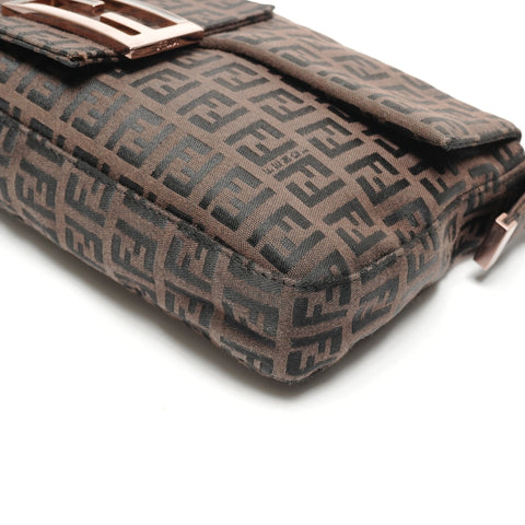 FENDI Zucchino Mamma Bucket Canvas Shoulder Bag Brown WS27275