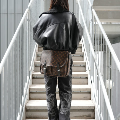 LOUIS VUITTON 2016 Monogram Macassar Christopher Messenger Shoulder Bag Brown WS27276