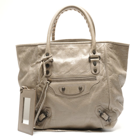 BALENCIAGA The Sunday Leather Tote Bag gray WS27281