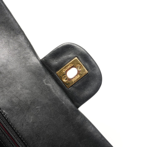 CHANEL No. 4 1996-1997 Matelasse 23 Lambskin Double Flap Shoulder Bag black WS27282