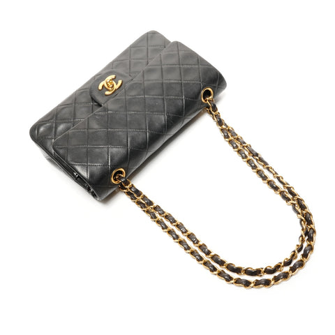 CHANEL No. 4 1996-1997 Matelasse 23 Lambskin Double Flap Shoulder Bag black WS27282