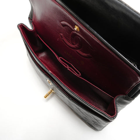 CHANEL No. 4 1996-1997 Matelasse 23 Lambskin Double Flap Shoulder Bag black WS27282