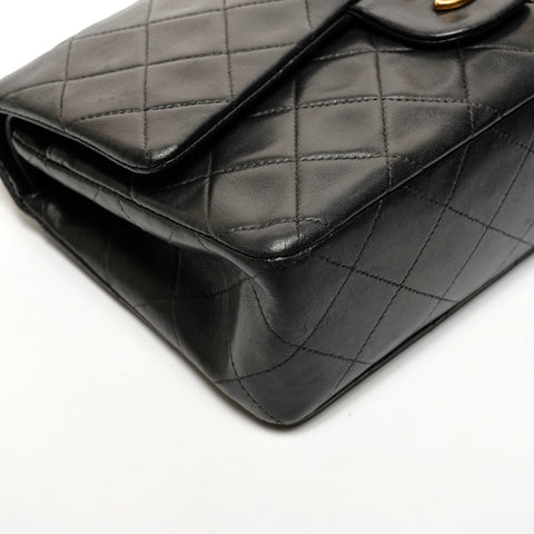 CHANEL No. 4 1996-1997 Matelasse 23 Lambskin Double Flap Shoulder Bag black WS27282