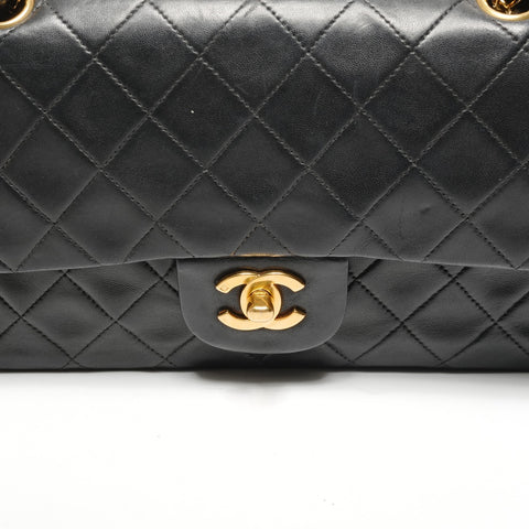 CHANEL No. 4 1996-1997 Matelasse 23 Lambskin Double Flap Shoulder Bag black WS27282