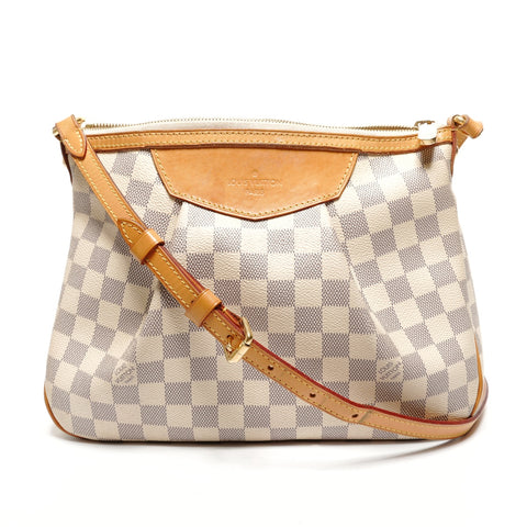 LOUIS VUITTON 2015 Damier Azur Siracusa PM Shoulder Bag white WS27285