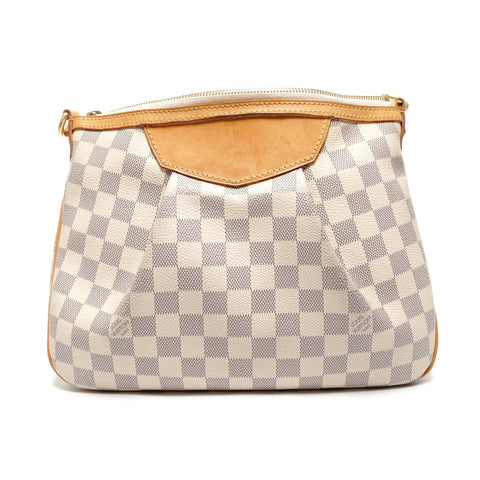 LOUIS VUITTON 2015 Damier Azur Siracusa PM Shoulder Bag white WS27285