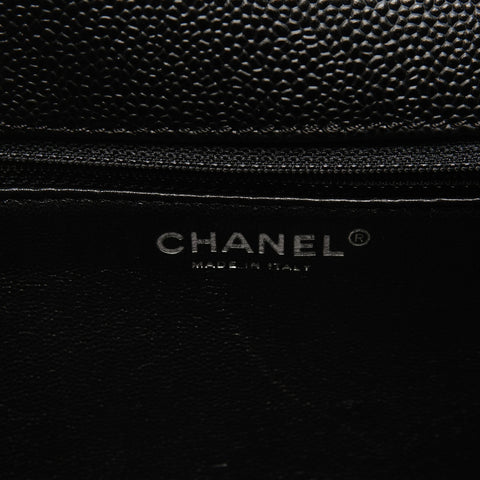 CHANEL No. 11 2006-2008 Caviar Skin Kelly Matelasse Metal Silver Handbag black WS27286