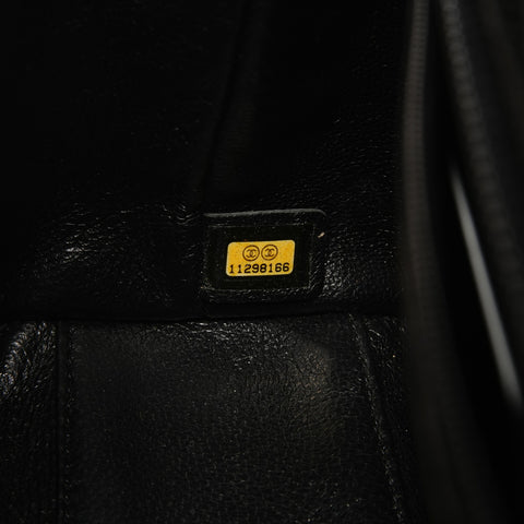 CHANEL No. 11 2006-2008 Caviar Skin Kelly Matelasse Metal Silver Handbag black WS27286