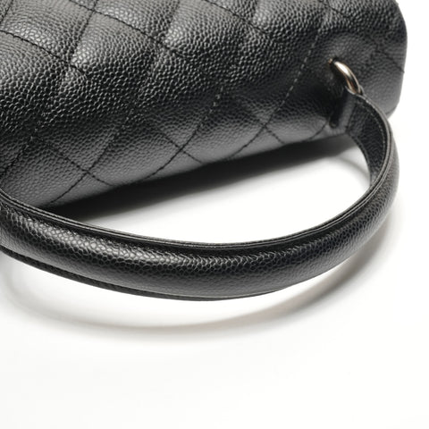 CHANEL No. 11 2006-2008 Caviar Skin Kelly Matelasse Metal Silver Handbag black WS27286