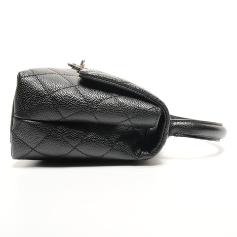 CHANEL No. 11 2006-2008 Caviar Skin Kelly Matelasse Metal Silver Handbag black WS27286