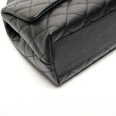 CHANEL No. 11 2006-2008 Caviar Skin Kelly Matelasse Metal Silver Handbag black WS27286