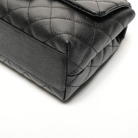 CHANEL No. 11 2006-2008 Caviar Skin Kelly Matelasse Metal Silver Handbag black WS27286