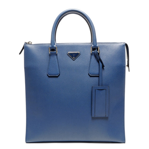 PRADA Saffiano leather triangle logo Handbag blue WS27288