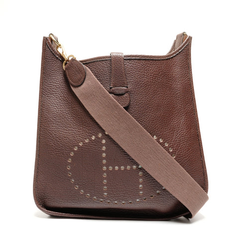 HERMES Evelyn 1 GM Fjord �›V Shoulder Bag Brown WS27289