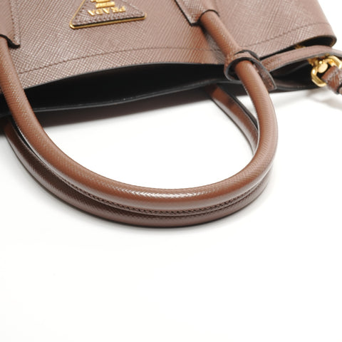 PRADA Double Saffiano 2way Handbag Brown WS27293