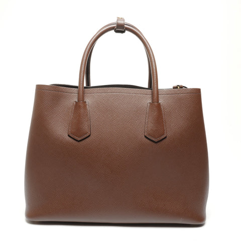 PRADA Double Saffiano 2way Handbag Brown WS27293