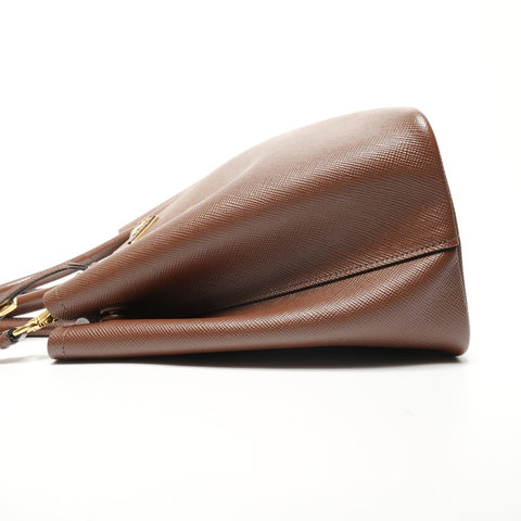 PRADA Double Saffiano 2way Handbag Brown WS27293