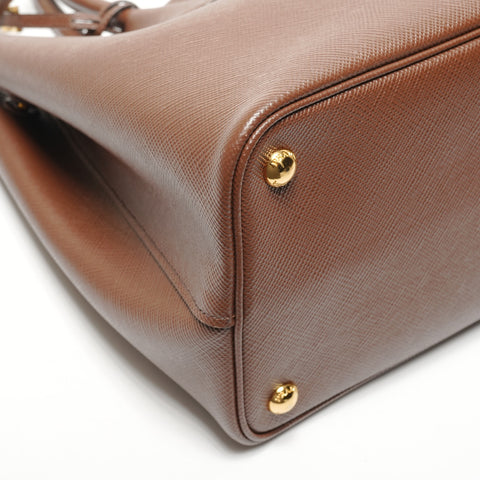 PRADA Double Saffiano 2way Handbag Brown WS27293