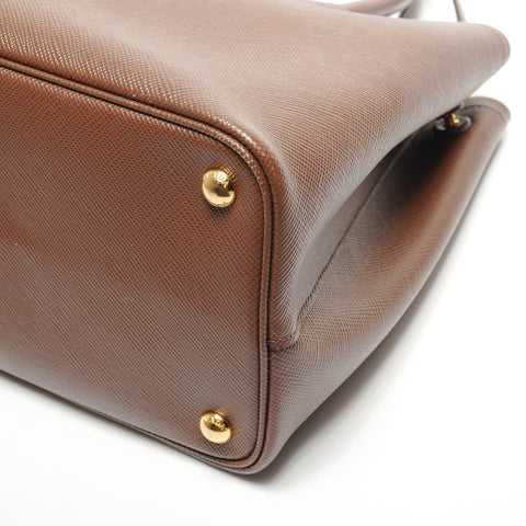 PRADA Double Saffiano 2way Handbag Brown WS27293