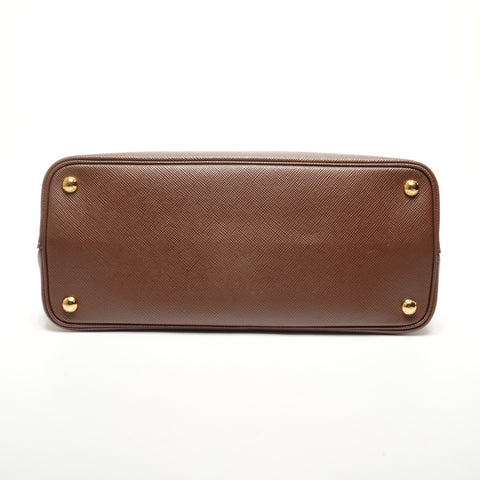 PRADA Double Saffiano 2way Handbag Brown WS27293