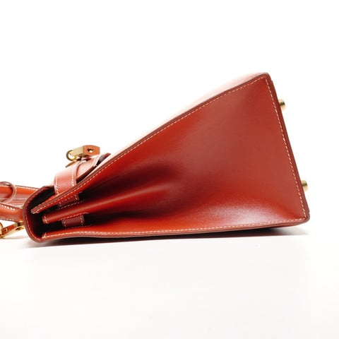 HERMES Kelly 28 Boxcalf Brick A Handbag Orange WS27298