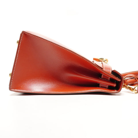 HERMES Kelly 28 Boxcalf Brick A Handbag Orange WS27298