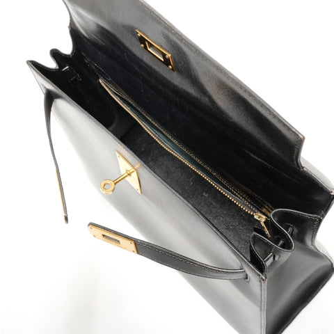 HERMES Kelly 32 Box Calf Handbag black WS27299