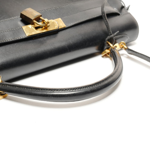 HERMES Kelly 32 Box Calf Handbag black WS27299