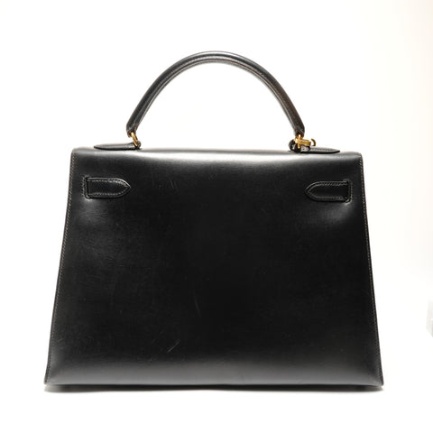 HERMES Kelly 32 Box Calf Handbag black WS27299