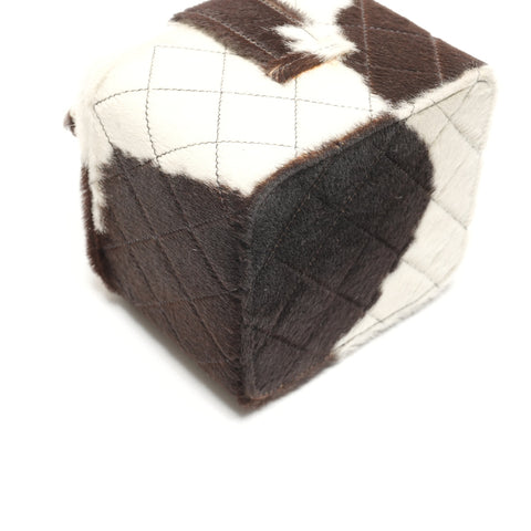 CHANEL No. 3 1994-1999 Harako Vanity Bag with Cow Print Handbag Brown WS27300