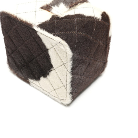 CHANEL No. 3 1994-1999 Harako Vanity Bag with Cow Print Handbag Brown WS27300