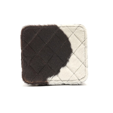 CHANEL No. 3 1994-1999 Harako Vanity Bag with Cow Print Handbag Brown WS27300