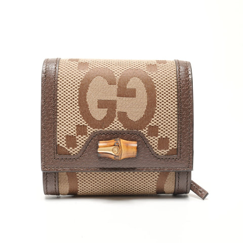 GUCCI Jumbo GG Diana Bamboo Bifold Wallet Brown WS27303