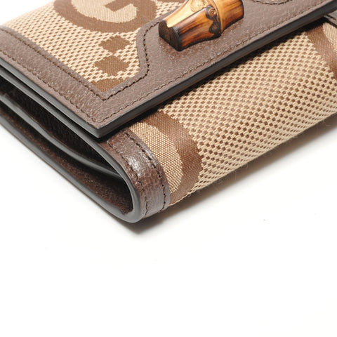 GUCCI Jumbo GG Diana Bamboo Bifold Wallet Brown WS27303