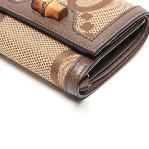 GUCCI Jumbo GG Diana Bamboo Bifold Wallet Brown WS27303