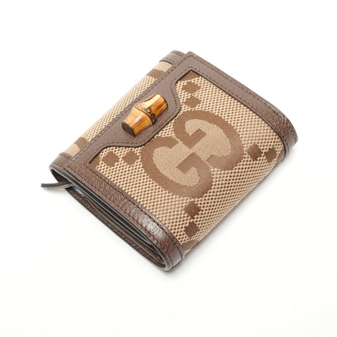 GUCCI Jumbo GG Diana Bamboo Bifold Wallet Brown WS27303