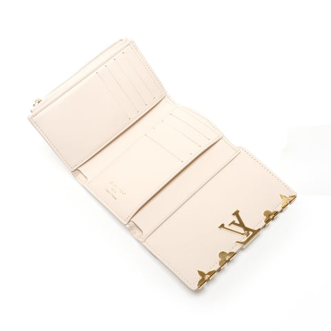 LOUIS VUITTON Taurillon Clemence Portefeuille Capucines Compact Tri-fold wallet Ivory WS27305