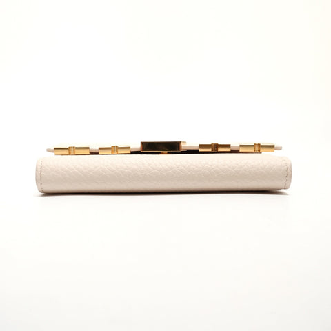 LOUIS VUITTON Taurillon Clemence Portefeuille Capucines Compact Tri-fold wallet Ivory WS27305
