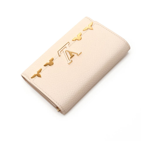 LOUIS VUITTON Taurillon Clemence Portefeuille Capucines Compact Tri-fold wallet Ivory WS27305
