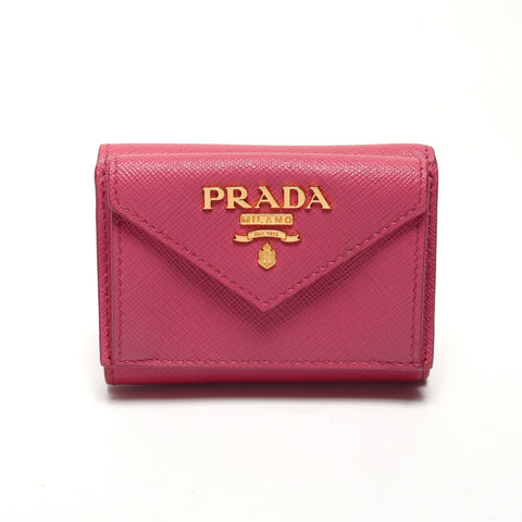 PRADA Logo Saffiano Wallet Tri-fold wallet pink WS27306