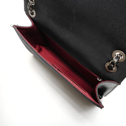 CHANEL No. 21 2015-2016 Matelasse Deca COCO Mark Gunmetal Shoulder Bag black WS27308