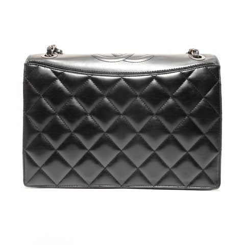 CHANEL No. 21 2015-2016 Matelasse Deca COCO Mark Gunmetal Shoulder Bag black WS27308