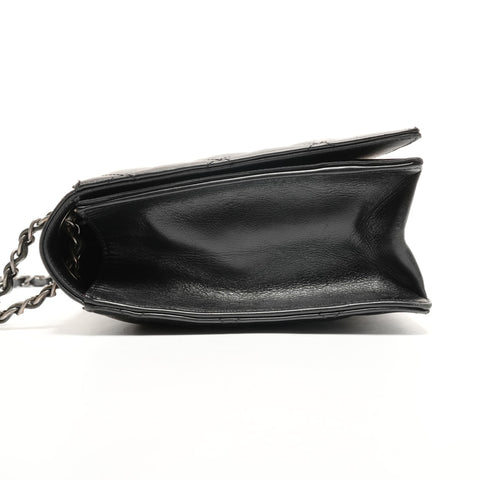 CHANEL No. 21 2015-2016 Matelasse Deca COCO Mark Gunmetal Shoulder Bag black WS27308