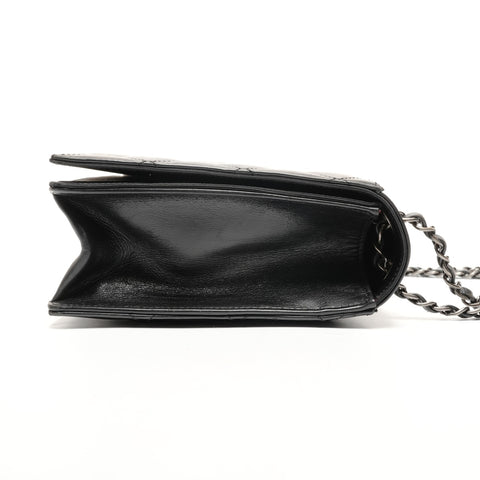 CHANEL No. 21 2015-2016 Matelasse Deca COCO Mark Gunmetal Shoulder Bag black WS27308