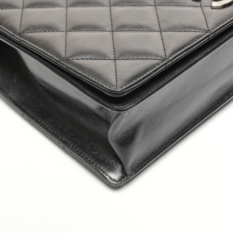 CHANEL No. 21 2015-2016 Matelasse Deca COCO Mark Gunmetal Shoulder Bag black WS27308